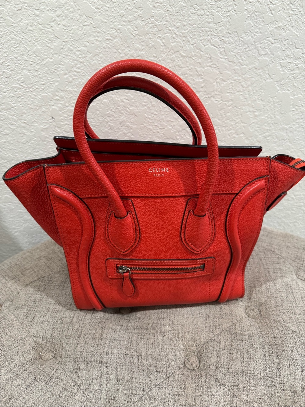 Celine Luggage Face Bag Grainy Leather Micro